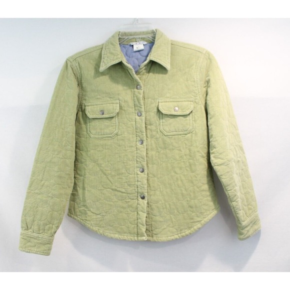 CAbi Jackets & Blazers - CAbi Jacket Corduroy Quilted Shacket Womens size M Green patch pocket Snap Front